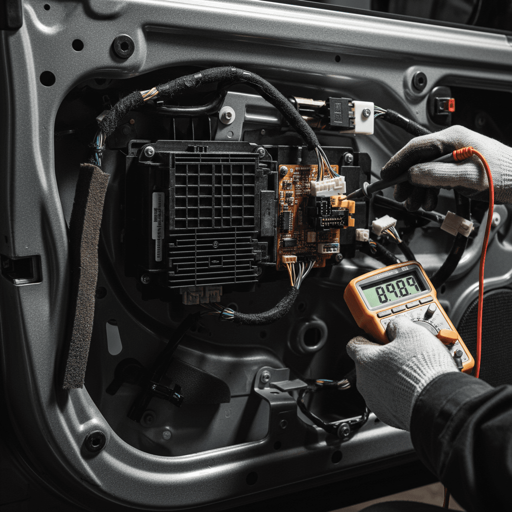 Automotive electronics module testing with multimeter